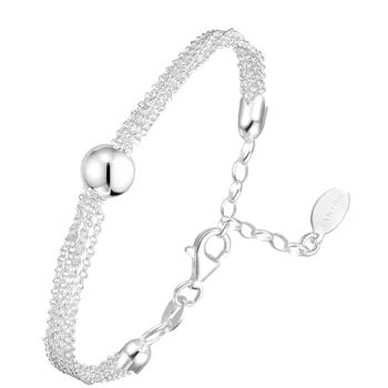 Bracelet argent chaine boule centrale