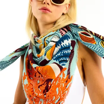 Foulard Coral bleu 130cmx130cm