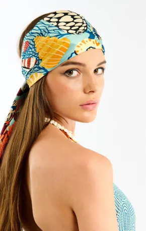 Foulard Coral bleu 90x90cm