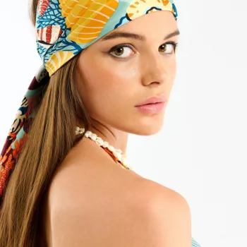 Foulard Coral bleu 90x90cm