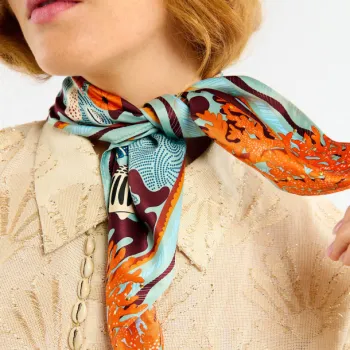 Mini Foulard Coral bleu 55x55cm 