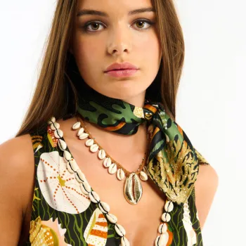 Mini Foulard Coral noir 55x55cm