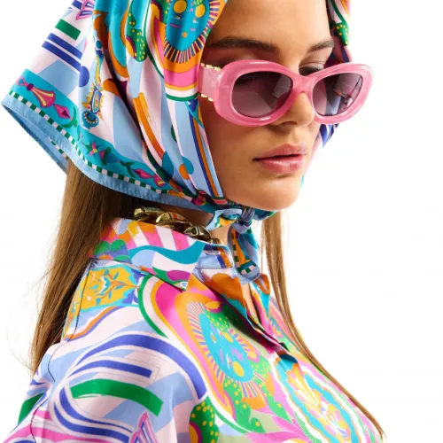 Nos bijoux pour mini foulard enchantered bleu 55x55cm