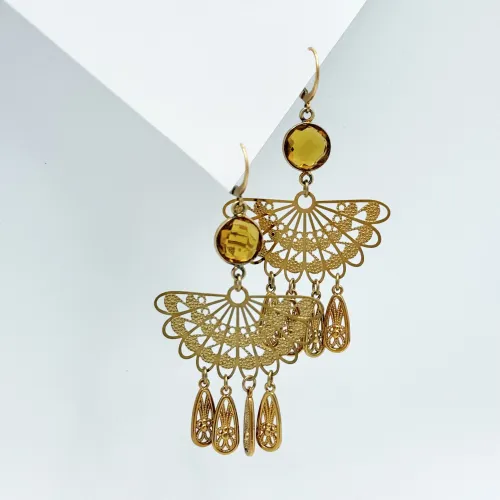 boucles d'oreilles cleopatre citrine jaune