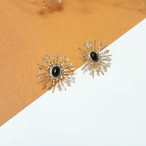 boucles d'oreilles roi soleil agate noire