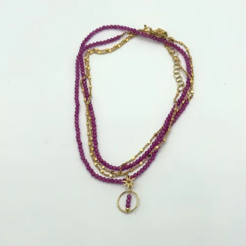 Nos bijoux pour bracelet multi-tour/collier koa fuchsia