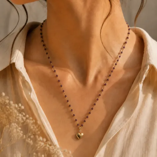 Nos bijoux pour collier / bracelet 3 tours enjoy améthyste coeur