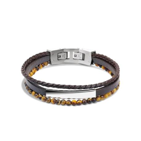 Bracelet cuir Yale oeil de tigre