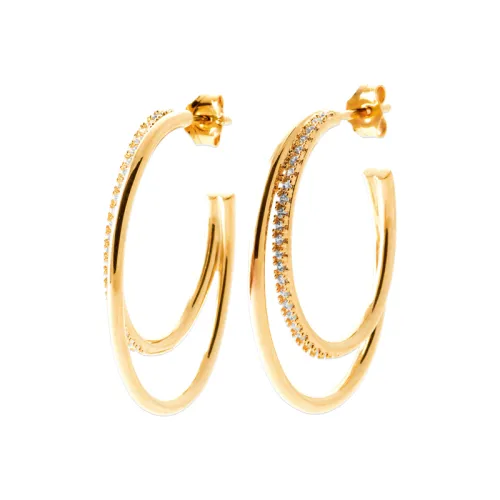 Nos bijoux pour boucles d'oreilles  créoles double rangs or