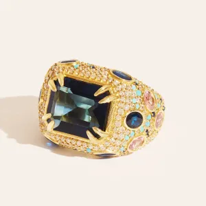 Nos bijoux pour bague panthère quartz coloré bleu 