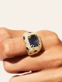 Bague Panthère Quartz coloré bleu 