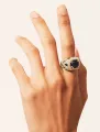 Bague Panthère Quartz coloré bleu 