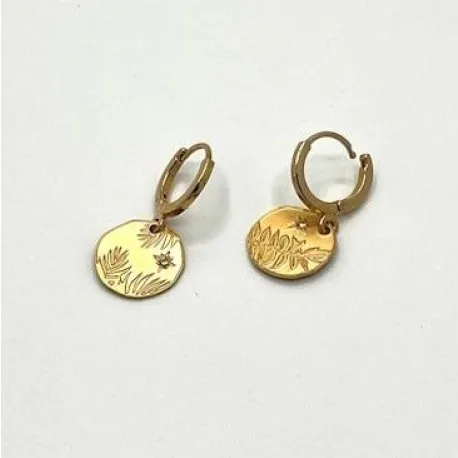 Boucles d'oreilles feuillage et palme