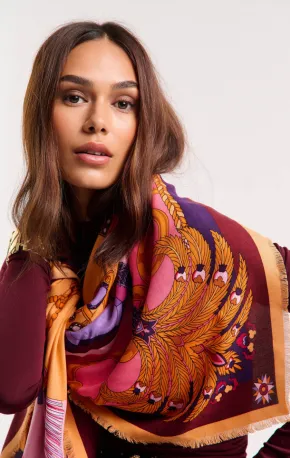 Foulard Diamonds Corail 130cmx130cm