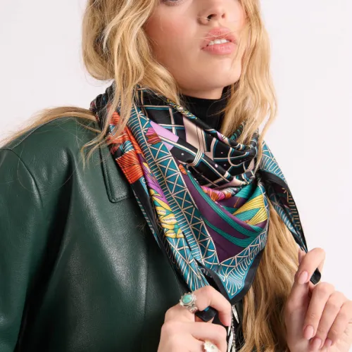 Nos bijoux pour foulard jardin d'hiver noir 90x90cm