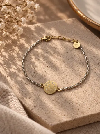 Bracelet Curtis bicolor médaille Moonlight