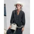 Sac cuir tressé mini Léna doré