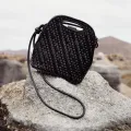 Sac cuir tressé mini Léna noir