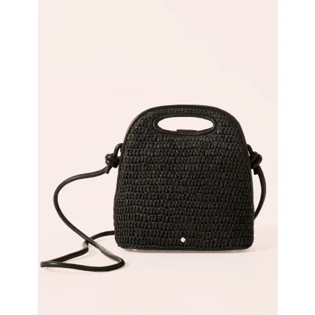 Sac cuir tressé mini Léna noir