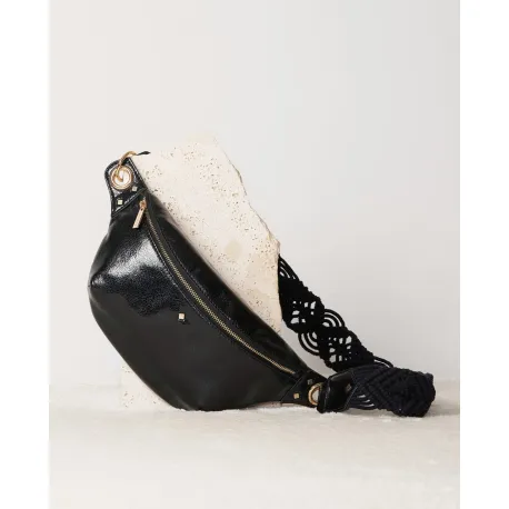 Sac banane cuir Nicole noir