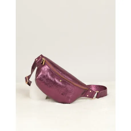 Sac banane cuir Nicole disco Fuchsia