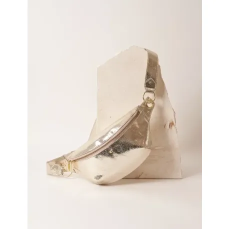 Sac banane cuir Nicole disco doré