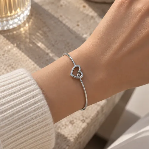 Nos bijoux pour bracelet jonc fermoir coeur 