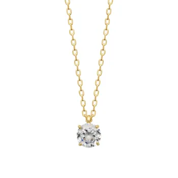 Collier pendentif solitaire 6MM