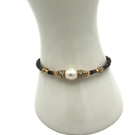 Bracelet Fallon coquillage gris perle blanche