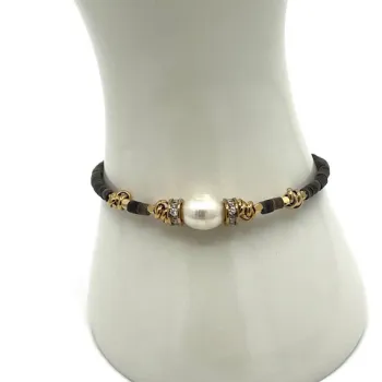 Bracelet Fallon coquillage gris perle blanche