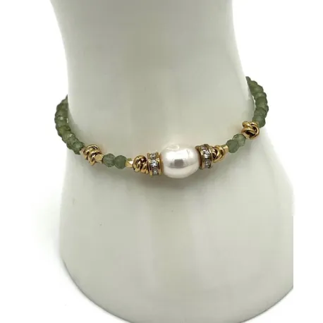 Bracelet Fallon apatite verte et perle blanche 