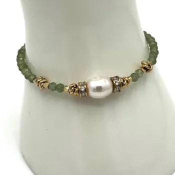 Bracelet Fallon apatite verte et perle blanche 