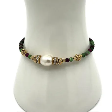 Bracelet Fallon rubis zoisite et perle blanche