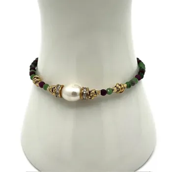 Bracelet Fallon rubis zoisite et perle blanche