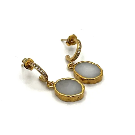 Boucles d'oreilles baby kara agate blanche