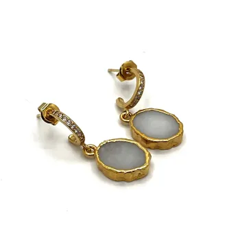 Boucles d'oreilles baby kara agate blanche