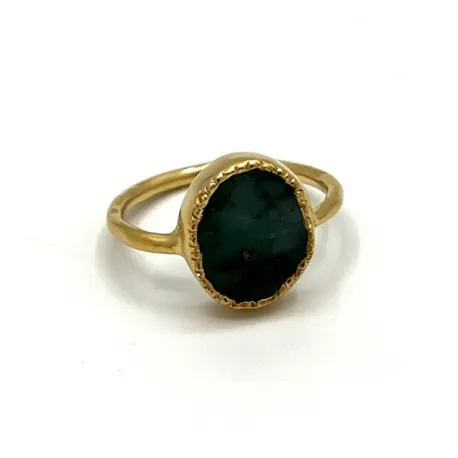 Bague Kara émeraude Raw
