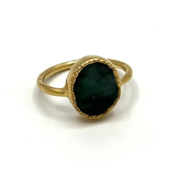 Bague Kara émeraude Raw