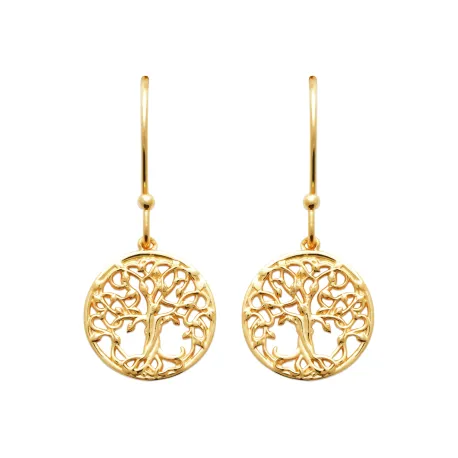 Boucles d'oreilles arbre de vie vintage doré