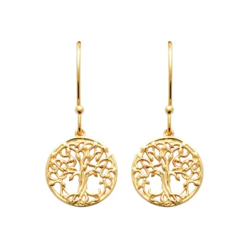 Boucles d'oreilles arbre de vie vintage doré