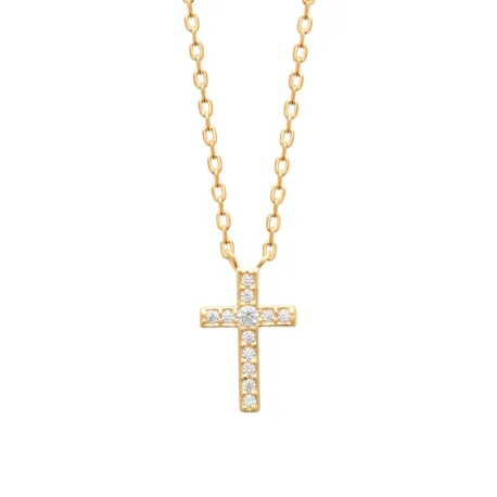 Collier croix droite or, chaine 45cm