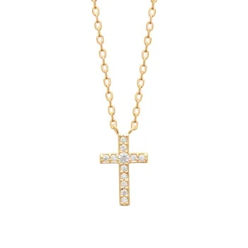 Collier croix droite or, chaine 45cm 