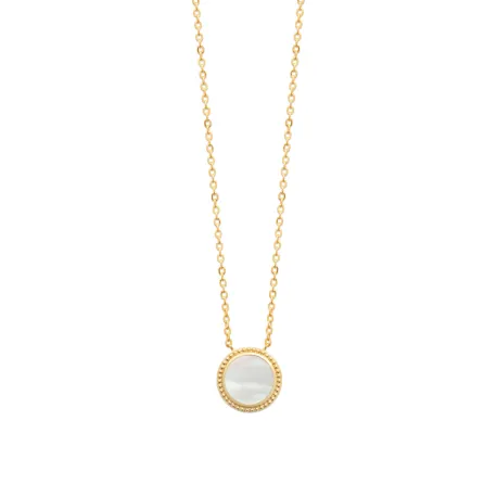 Collier cercle nacre, or chaine 45cm