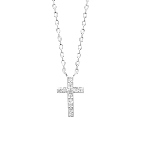 Collier croix droite argent, chaine 45cm