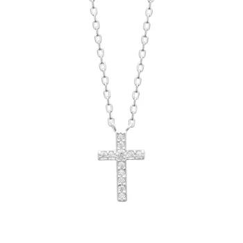 Collier croix droite argent, chaine 45cm 