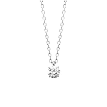 Collier solitaire argent, chaine 45cm