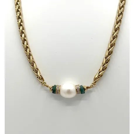 Collier Paloma émeraude et perle