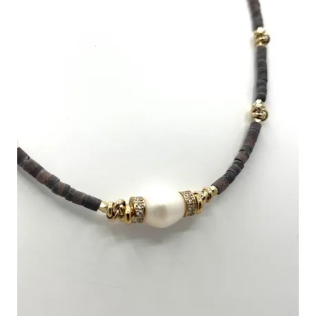 Collier chocker Fallon Perle et coquillage