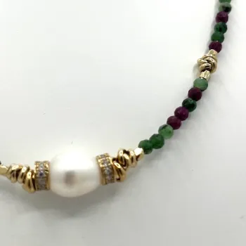 Collier chocker Fallon Perle et rubis zoïsite