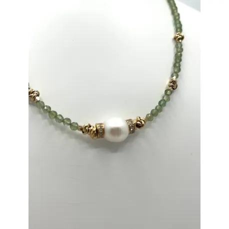 Collier chocker Fallon Perle et apatite verte